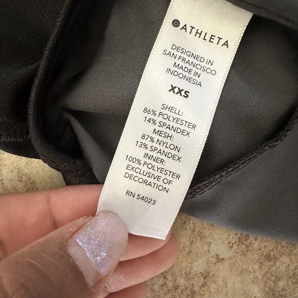 Athleta Printed Mesh Racer Run Short 4” XXSMALL Black Camo Pocket Built-in Brief - Picture 11 of 12